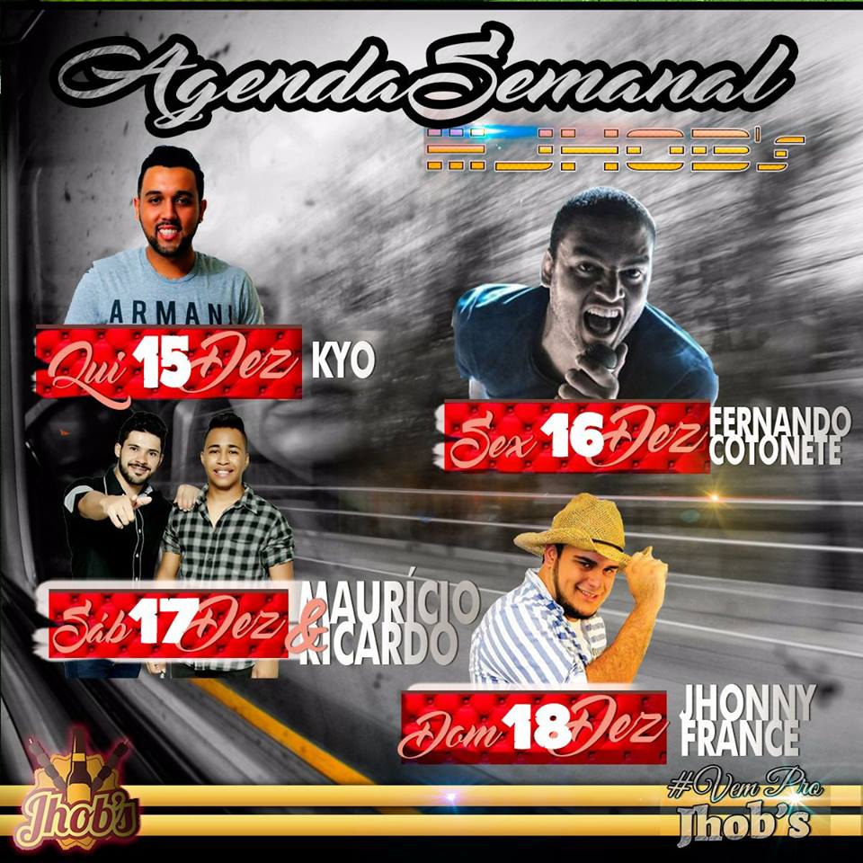Agenda semana de show no Bar Jhob´s