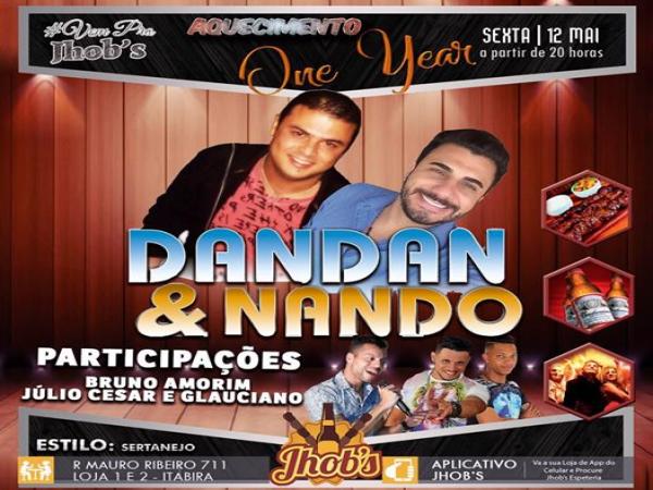Sexta 12/05 tem Dandan e Nando no Jhob´s