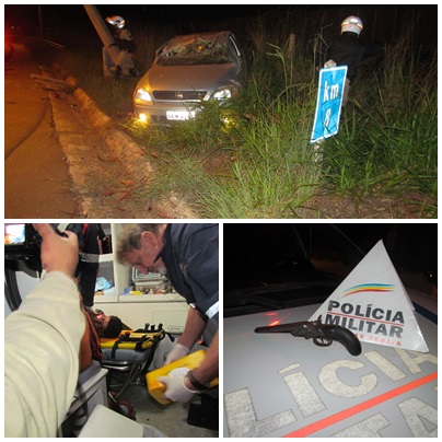 Ladrões em fuga da polícia capota carro e fica em estado grave