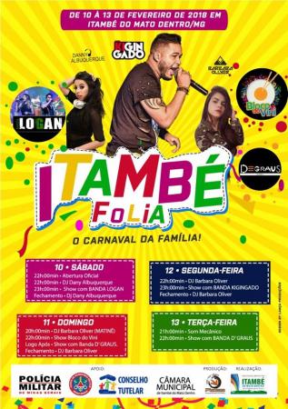 Prefeitura de Itambé divulga programação do Carnaval 2018