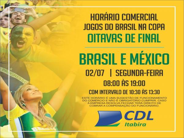 CDL Itabira sugere funcionamento do comércio das 8h às 19h, com intervalo na hora do jogo