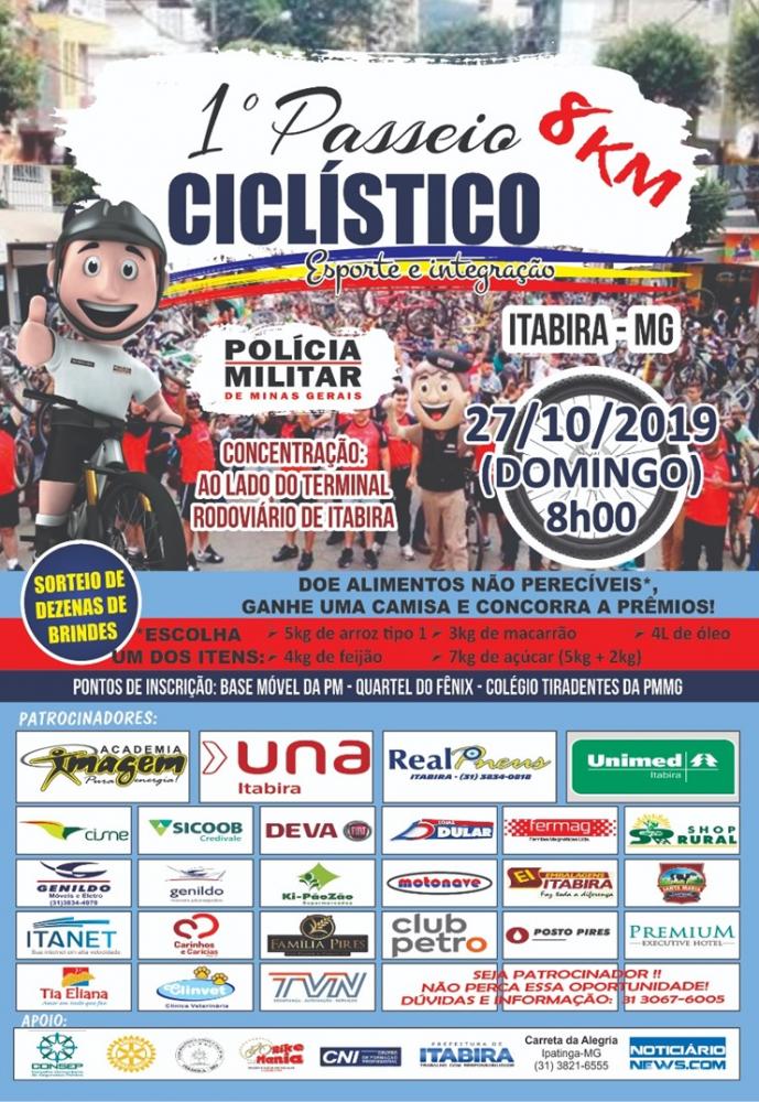 1º Passeio Ciclístico Esporte e Integração realizado pela PM de Itabira