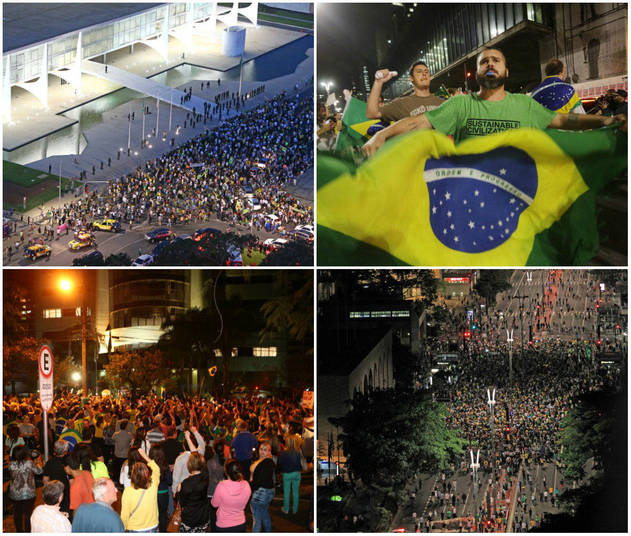 Manifestantes protestam contra nomeação de Lula e pedem renúncia de Dilma