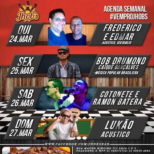 Agenda de show do Bar Jhob´s