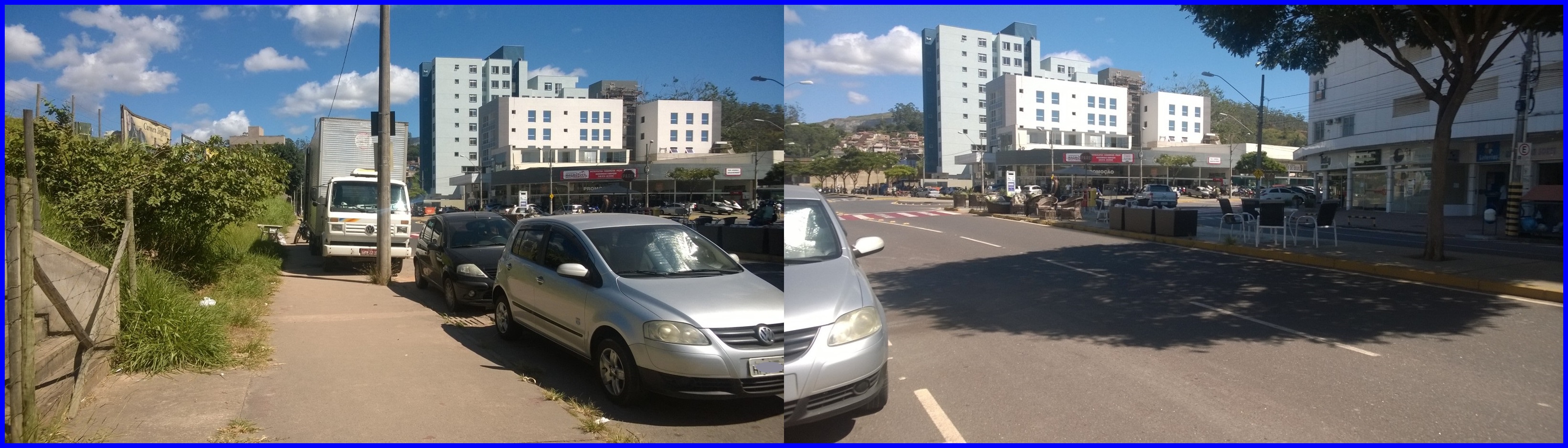 Pedestres tem que andar na rua por falta de fiscalização da prefeitura