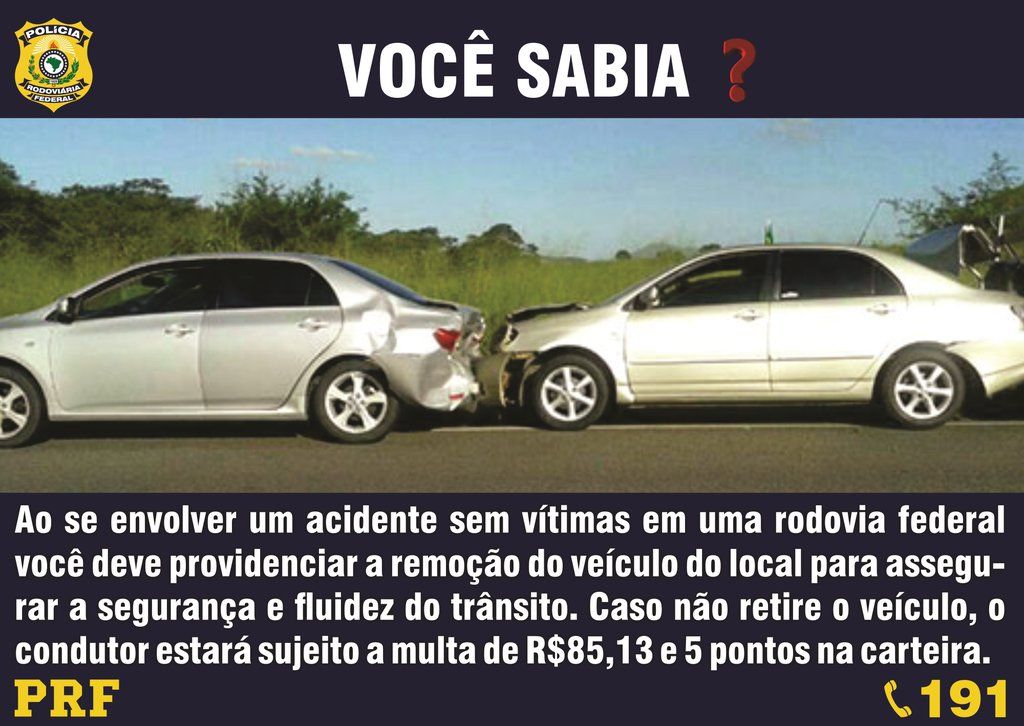 Polícia Federal explica o que fazer em casos de acidente sem vítima