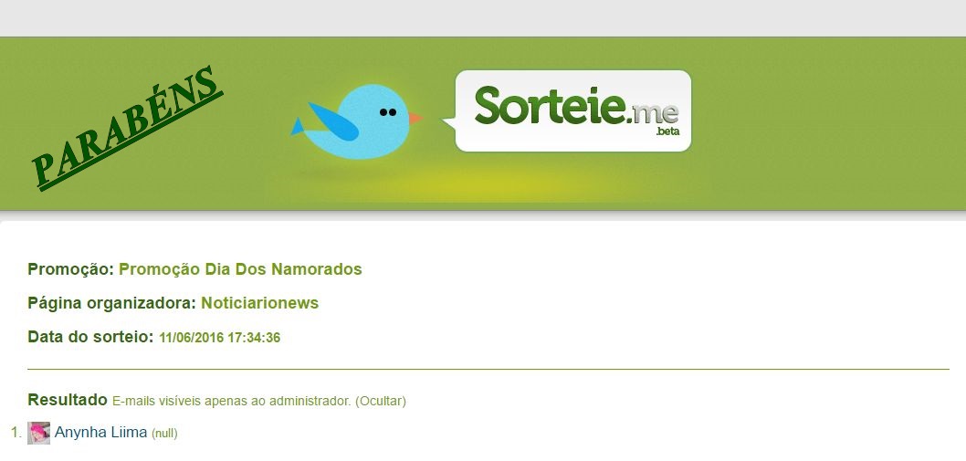 Veja a ganhadora da promoção dos namorados