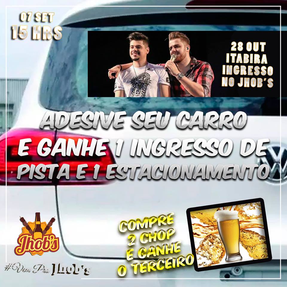 Adesive seu carro e ganhe um ingresso de pista e um de estacionamento