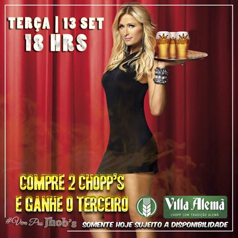 Hoje tem promoção de chopp no bar do Jhob´s