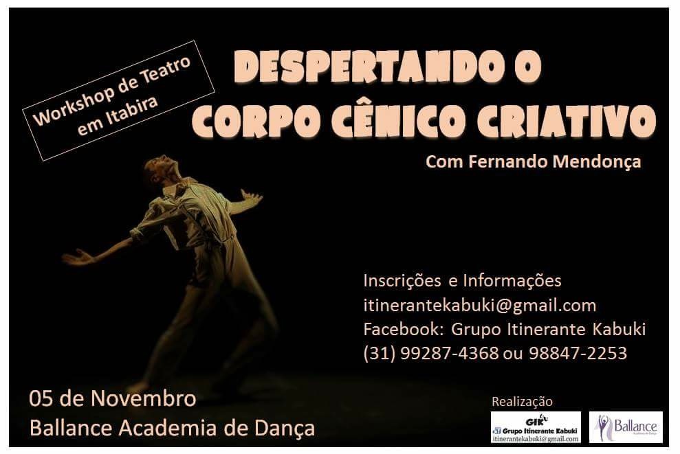 Grupo Itinerante carioca Kabuki realiza oficina de teatro em Itabira