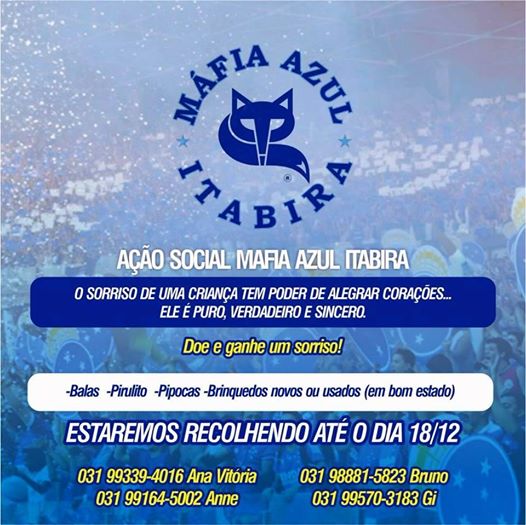 Máfia Azul de Itabira está empenhada em mais uma ação social