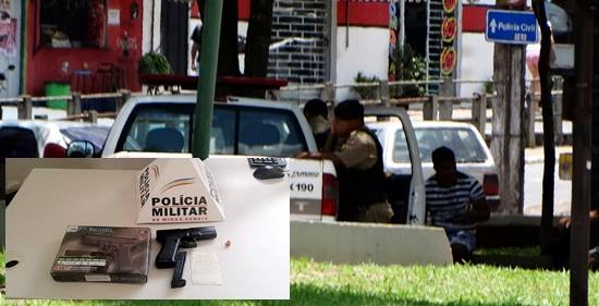 Simulacro de arma de fogo é apreendida na praça Acrísio
